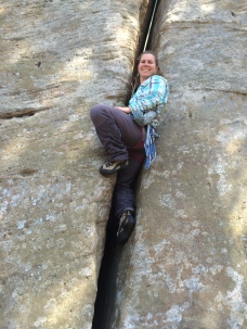 Off-width climbing, Muscle Beach, Red River Gorge, KY