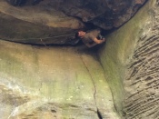 Eric finds the craziest routes, The Underling, Red River Gorge, KY